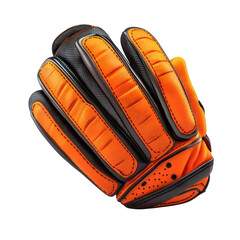 Motorcycle Glove in Orange and Black with Stitched Details on White Background for Sports Equipment isolated on transparent background