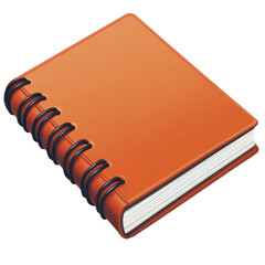Orange Notebook with Black Rings in Simple Flat Design on White Background for Stationery isolated on transparent background