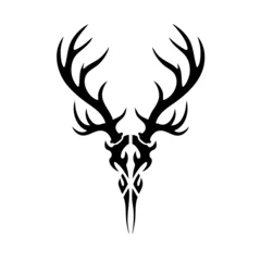 Fotobehang Hipster Dieren Intricate Tribal Deer Head Antler Silhouette Illustration Graphic Design  © Pixelora