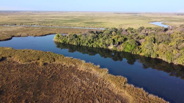 Cubango River wetlands near Shakawe in the Okavango Delta, Botswana