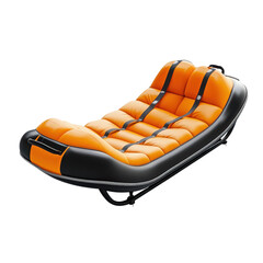 Inflatable Lounger in Bright Orange with Black Accents in Modern Design on White Background for Summer Recreation isolated on transparent background