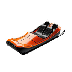Jet ski in vibrant orange color with sleek design and black accents in dynamic motion on white background for adventure tourism isolated on transparent background