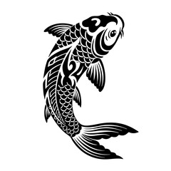 Ornate Tribal Koi Fish Detailed Illustration Aquatic Animal Artwork