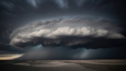 Dramatic Storm Clouds Gathering Over a Dark and Moody Landscape.