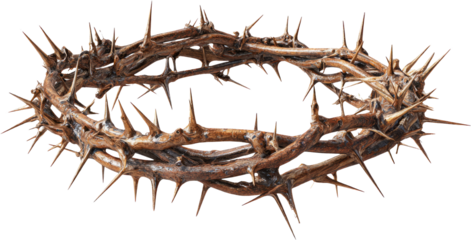 Thorny Crown Symbolizing Sacrifice and Suffering on a Black Background