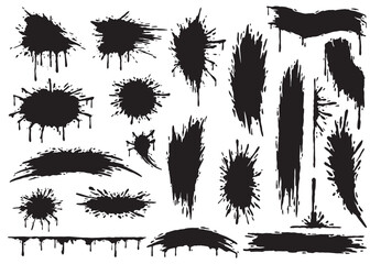 Set of ink splatter collection. Hand drawn vector illustration isolated on white background.