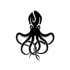 Silhouette Detailed Octopus Animal Marine Creature Black Graphic Illustration
