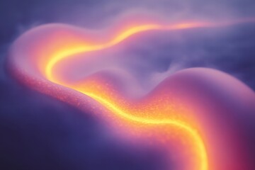 Lava flows through a mystical landscape illuminated by a vibrant glow in the dark