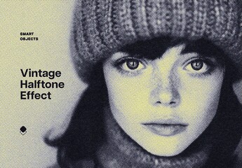 Vintage Halftone Photo Effect Mockup