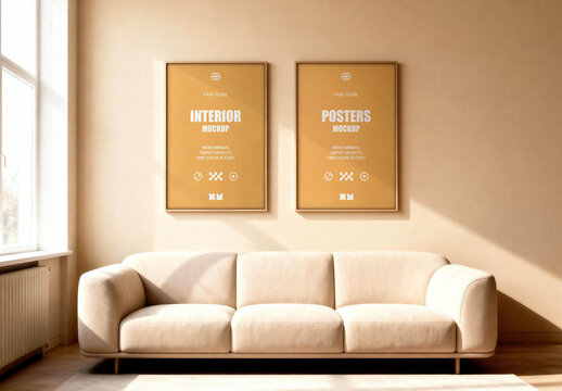 Living Room Interior Posters Mockup
