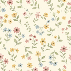  Printing with Small-scale pink flowers. Ditsy print. Seamless texture. Spring bouquet.
4
