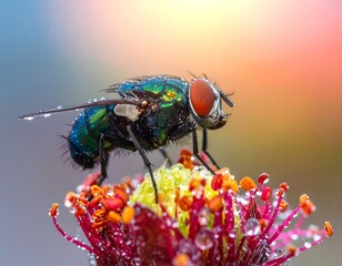 Fly on a Flower - A Detailed Macro Shot.