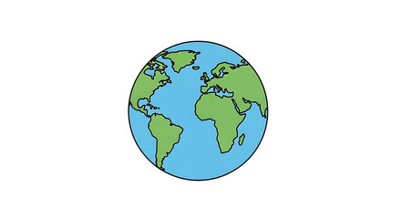 Obraz premium A colorful illustration of the Earth from space with blue oceans and green continents