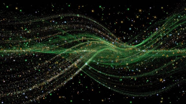Exploring Particle-Wave Duality Through Glowing Patterns in Quantum Physics Representation Using Double-Slit Experiment Concepts and Vibrant Colors