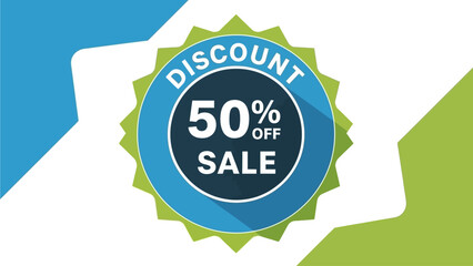 Discount badge 50 percent off sale label for promotion