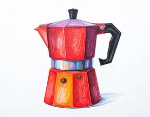 red mocca coffee maker isolated on white