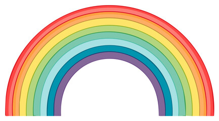 Obraz premium Bright Rainbow Arc with Vibrant Colors. Symbol of Hope, Diversity, and Magic. Children Illustration of a Colorful Sky.