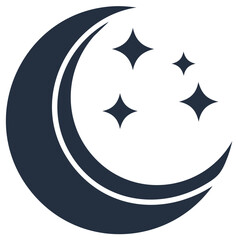 Fototapeta premium Crescent Moon with Three Shining Stars Abstract Design for Night Sky Illustrations