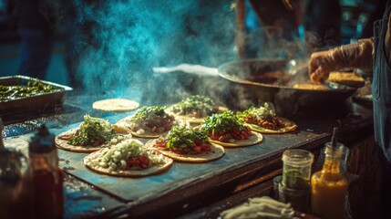 Obraz premium Street tacos cooking food preparation Mexico