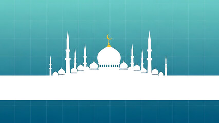 Serene mosque silhouette against gradient blue background