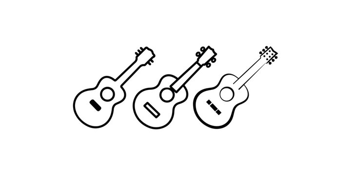 Three line art style string musical instruments ukulele icon drawing simple graphic illustration