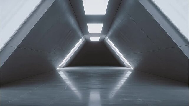 Abstract geometric corridor with light
