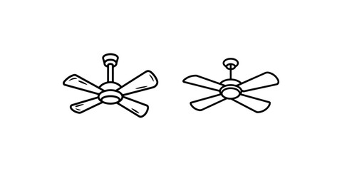 Ceiling fan icons vector illustration set home appliance ventilation air circulation symbols outline
