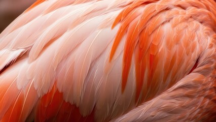 Fototapeta premium Close up shot of flamingo feathers displaying orange and white colors