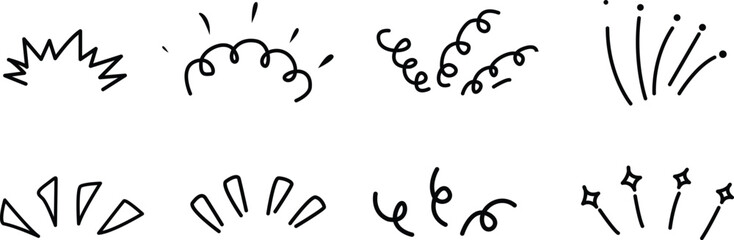 Line sparkle vector set with comic style decorative elements, Hand drawn comic burst and sparkle line set for illustrations. © Hanan
