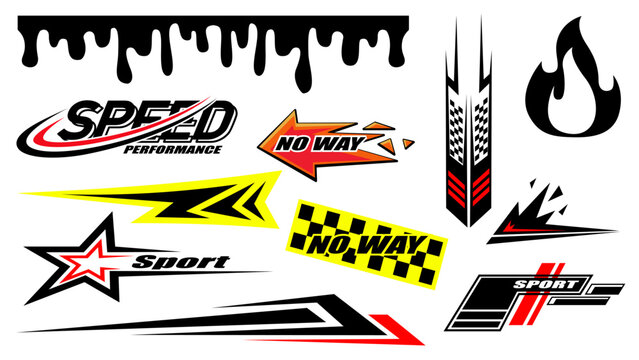 Car decals design. Set of vector stickers and labels. Geometric abstract striped car wrap vinyl decal.