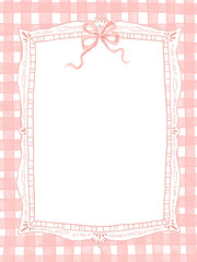 vintage frame with pink striped, checkered background. card for invitations, posters