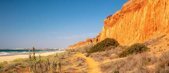 Beautiful famous beach of Falesia in Portugal, Algarve