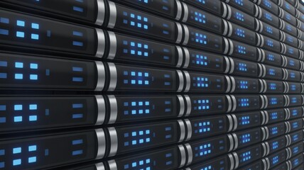 Array of server racks in a data center