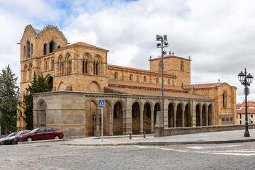 Fototapeta premium Basilica of San Vicente Romanesque Church Exterior in Avila, Spain