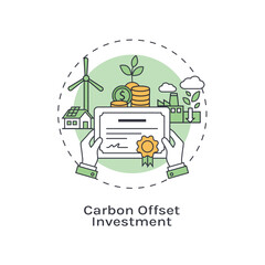 High quality vector icon carbon offset investment on Net Zero goals, carbon offsetting, green technology, and climate change solutions. Perfect for corporate ESG reports and eco-friendly branding