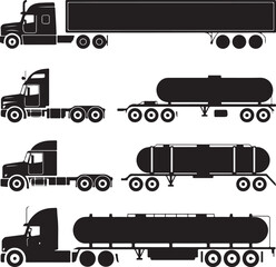 black truck silhouettes on white background