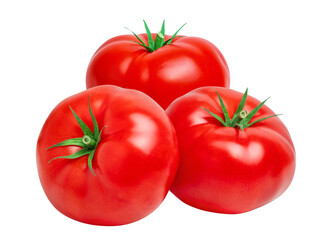 Tomato vegetables isolated on white or transparent background. Natural, organic and fresh whole tomatoes. Delicious and healthy ingredient for salads and seasonal food.