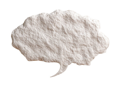 Textured stone speech bubble for text or dialogue, realistic 3D element on transparent background