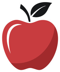 Fototapeta premium Red apple graphic with leaf and stem vector illustration
