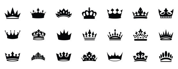 Crown icons set. Crown symbol collection. Vector illustration. © Sefali