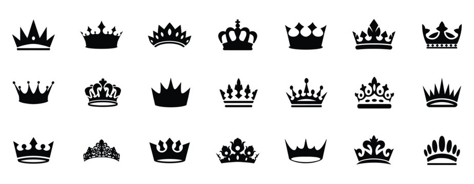 Crown icons set. Crown symbol collection. Vector illustration.