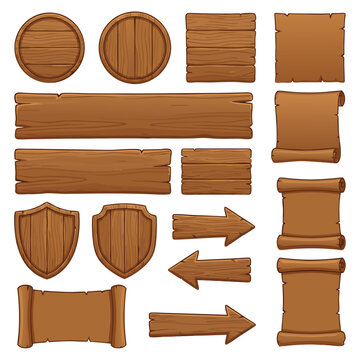 Wooden Game UI Elements Collection.