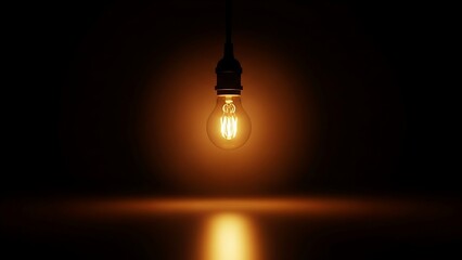 A hanging vintage Edison light bulb with glowing intricate filaments