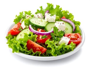 Fresh and Vibrant Greek Salad with Feta and Vegetables.