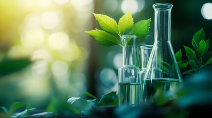 Plant science laboratory testing organic leaves for green biotech research