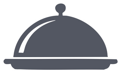 Obraz premium Simple Grey Food Cloche Icon for Restaurant Catering and Hotel Service