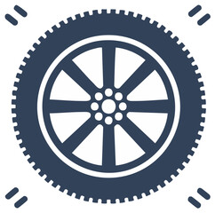 Obraz premium Automobile tire with wheel rim illustration in blue