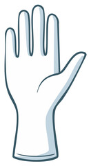 Obraz premium Hand-drawn cartoon illustration of a white protective medical glove with open palm