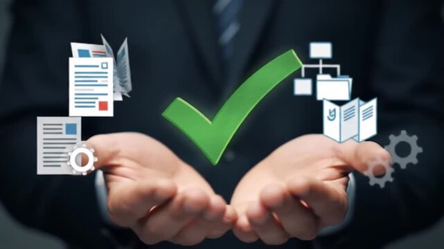 business man pressing virtual button