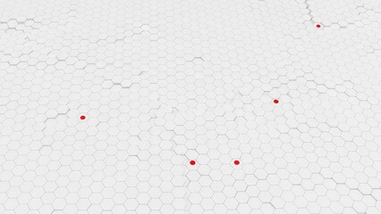Abstract Minimalist Map with Red Dots Representing Locations.